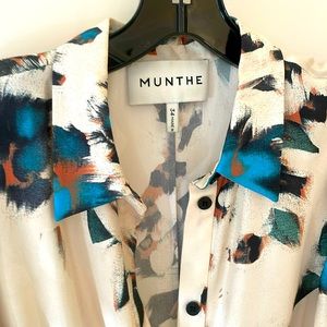 Munthe graphic patterned collared dress.
